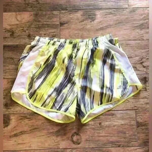 CHAMPION LIME YELLOW GRAY RUNNING SHORTS WITH LINING AND KEY POCKET MEDIUM